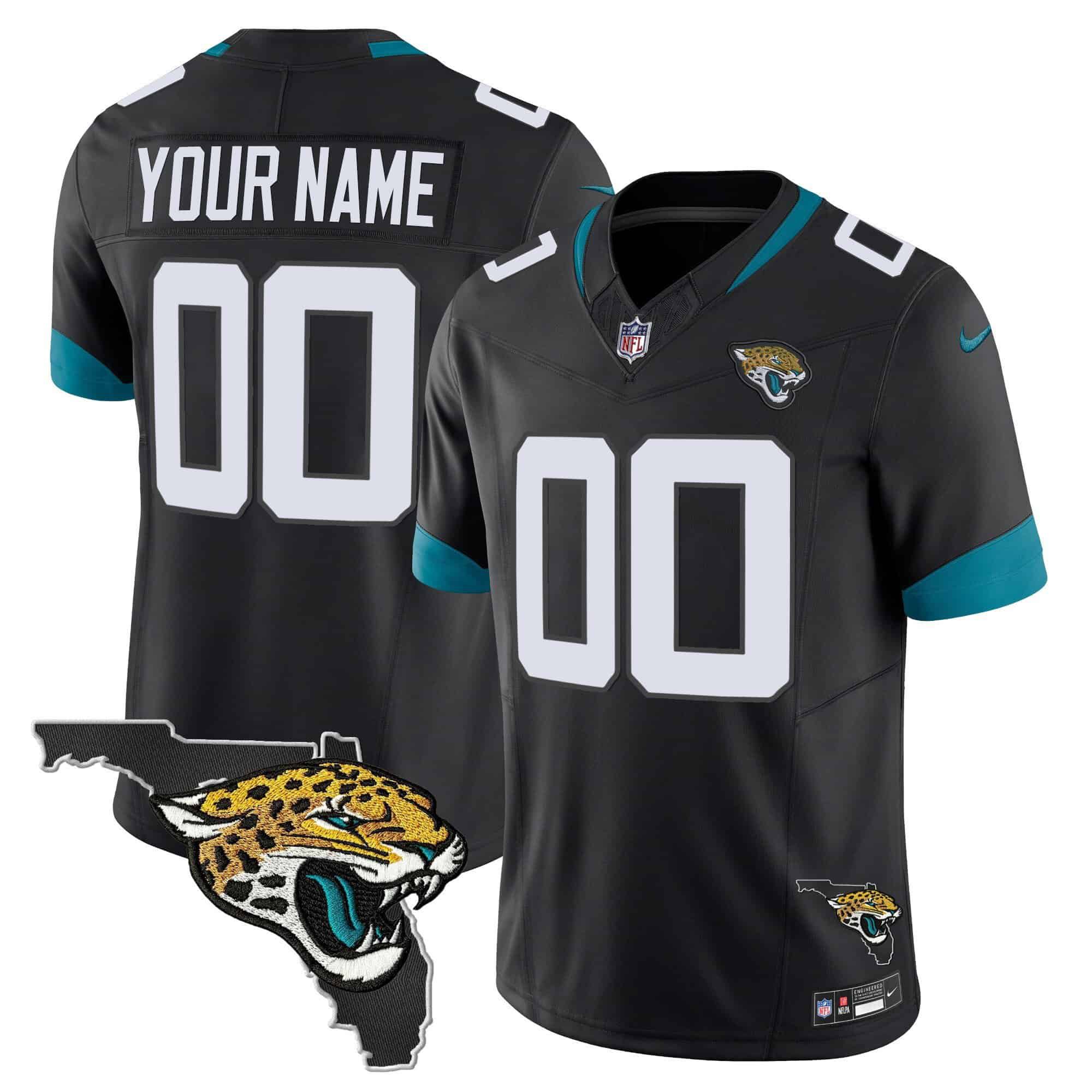 Men Jacksonville Jaguars Black 2024 Nike Florida Patch Vapor Custom NFL Jersey style 1